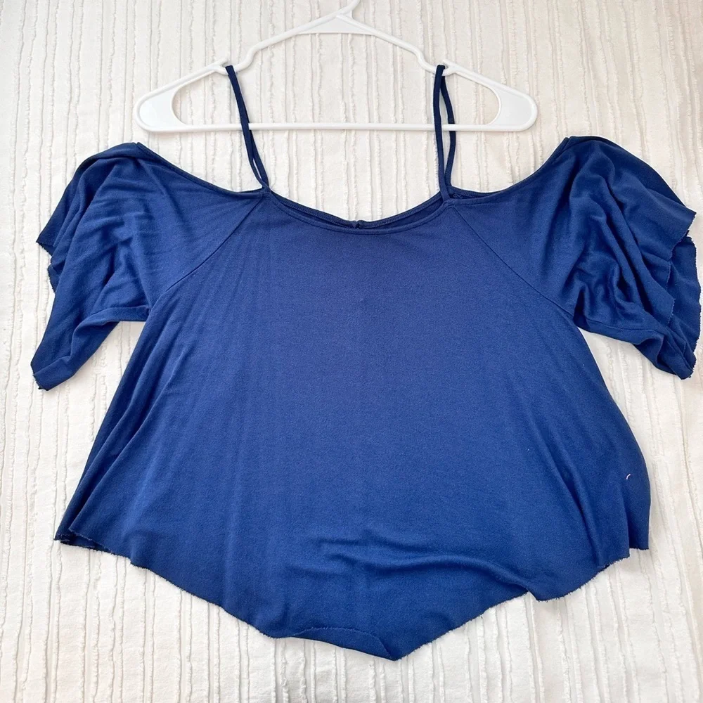 American Eagle Outfitters Soft & Sexy Blue Off Shoulder Top - Picture 1 of 5